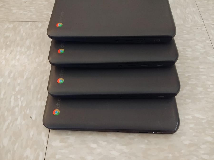 A quatrain of DHS Chromebooks.