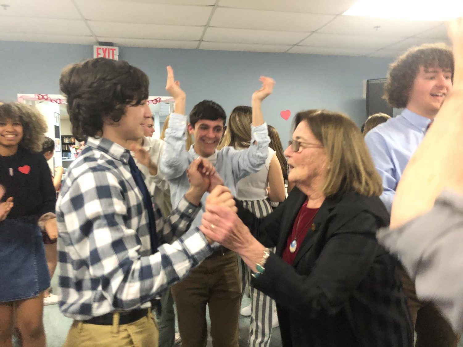 Joey Paiva dancing with Finn Helgesen's grandmother at the NHS Valentine's Day dance.