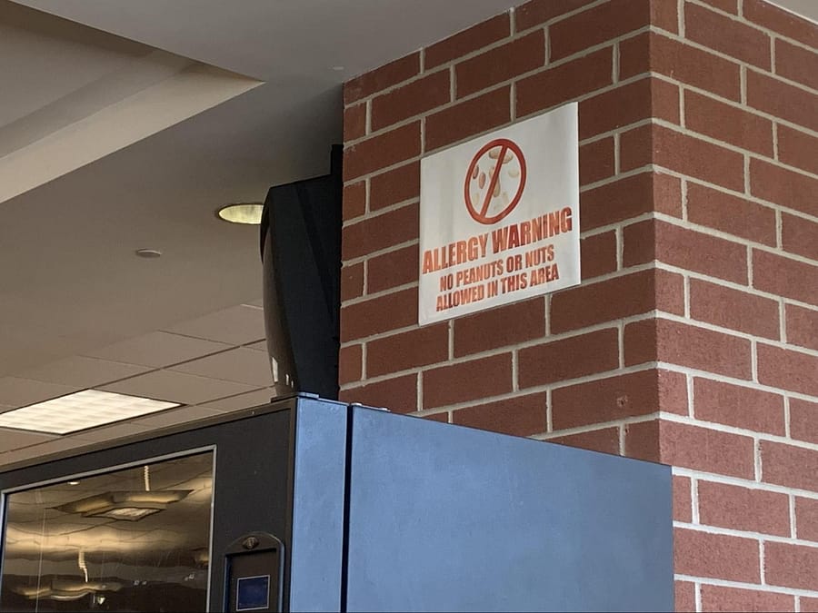 The DHS Cafeteria: No peanuts or nuts allowed in this area.